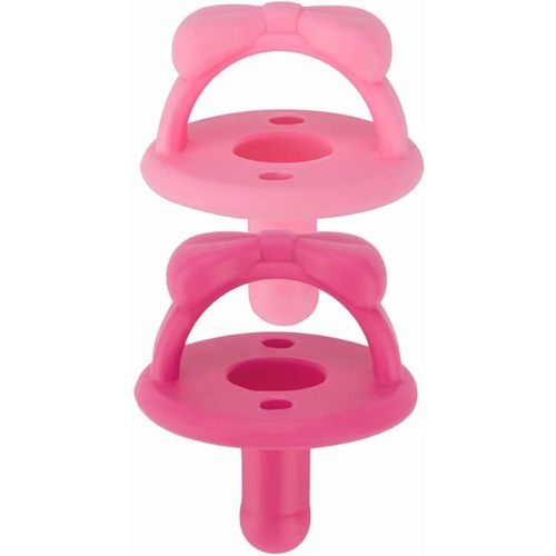 Itzy Ritzy Silicone Pacifiers for Newborn - Sweetie Soother Pacifiers Feature Collapsible Handle & Two Air Holes for Added Safety; for Ages Newborn and Up, Set of 2 in Light Pink & Dark Pink