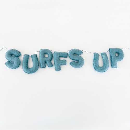 Surfs Up Felt Banner | Beachy Nursery Decor | Coastal Baby Decor | Pray For Surf Garland | Surf Theme Baby Shower | Playroom Decor