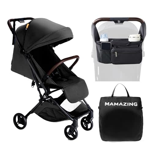 MAMAZING Lightweight Baby Travel Stroller with Organizer & Cushion–Mom’s Choice Gold Award Winner, Compact & Airplane-Friendly, One-Handed Folding Design, 11.6 lbs, Perfect for Toddlers, Jet