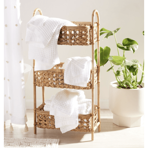 Farrah Natural Rattan Cane 3 Tier Storage Tower - World Market