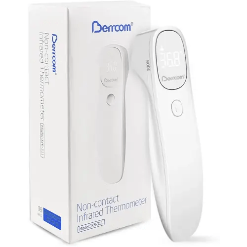 Berrcom Non Contact Infrared Thermometer Digital Forehead Thermometer for Adults and Kids Temperature Thermometer 3 in 1 with Fever Alert Touchless Baby Thermometer Large LED Display