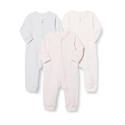 Amazon Essentials Unisex Babies' Cotton Zip-Front Footless Sleepsuit, Pack of 3
