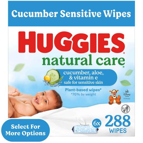 Huggies Natural Care Baby Wipes, Scented, 6 Pack, 288 Ct, Hypoallergenic, Dermatologist Tested