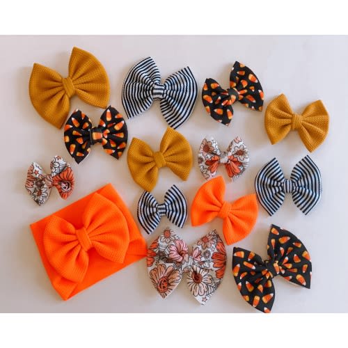 Halloween Head Wrap Baby, Halloween Hair Bow Newborn, Bright Orange Hair Bow Girl, Jack Stripe, Pumpkin Hair bow, Fall head wrap