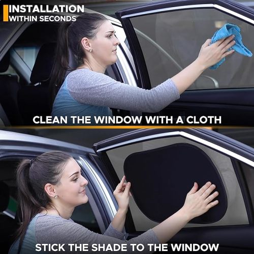 EcoNour Car Side Window Shades for Baby | 4 Pack - Car Side Window Sunshade for Kids | Automotive Sun Protection Baby from UV and Sun Glare | Car Baby Accessories | Medium (20"x12")