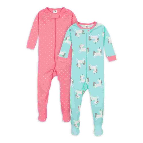 Gerber Baby & Toddler Neutral Snug Fit Footed Cotton Pajamas, 2-Pack, Sizes 0/3 Months - 5T