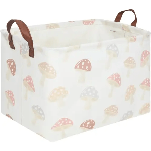 Rectangular Baby Laundry Basket,Mushroom Basket,Collapsible Waterproof Kids Toys Storage box,kids gift hamper,Toy Bins,Baby Room Decor(Mushroom)