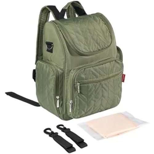 insular Diaper Bag Backpack, Multi-Function Travel Back Pack, Waterproof Changing Bag for Mom Girls, Large Capacity Baby Bag with Stroller Straps and Changing Pad, Green