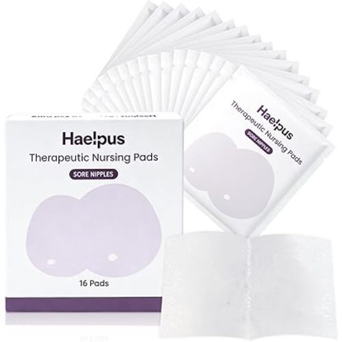 Hydrogel Nipple Pads for Sore & Cracked Nipples, Pain Relief in Minutes, Scab-Free Healing in Days, Natural Lanolin-Free Hydrogel Soothing Pads for Breastfeeding, Breastfeeding Essentials, 16 Count