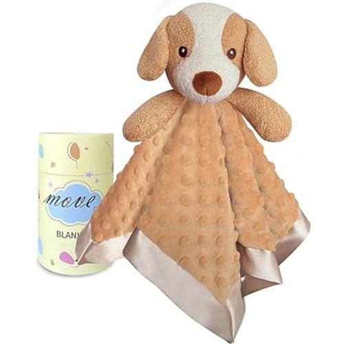 MOVEPAI Dog Baby Security Blankets for Baby Soft Loveys for Babies Boy, 16" Puppy Baby Stuff Snuggle Toy Lovie, Baby Girl Gifts for Infant and Toddler