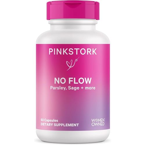 Pink Stork No Flow: Dry Up Breast Milk Supply with Sage, Parsley, and B Vitamins, Postpartum Essentials for Women to Stop Breastfeeding and Decrease Milk Production, 60 Capsules