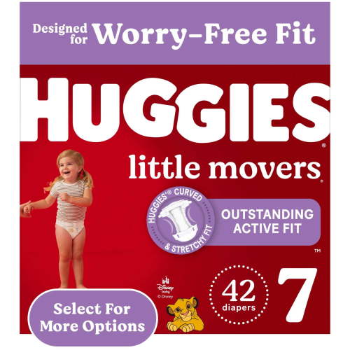 Huggies Little Movers Baby Diapers, Size 7 (41+ lbs), 42 Ct (Select for More)