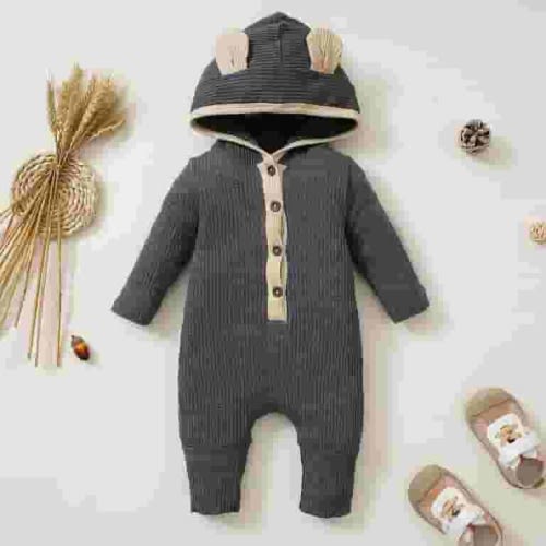 Aayomet Baby Clothes Unisex Baby Funny Onesie Short and Long Sleeve Bodysuits Outfits,Dark Gray 3-6 Months