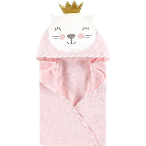 Hudson Baby Unisex Baby Cotton Animal Face Hooded Towel, Cat Princess, One Size