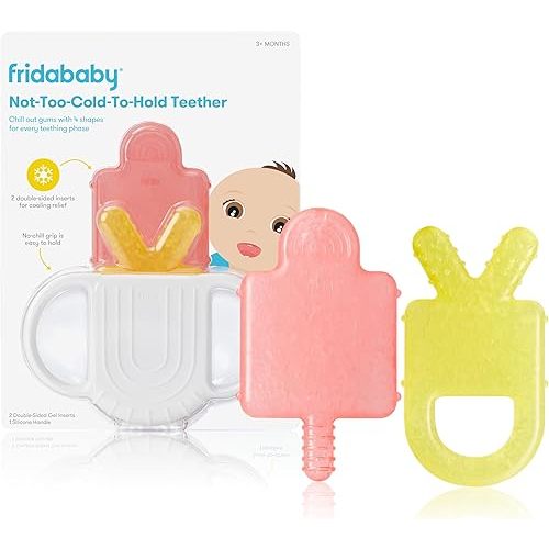 Frida Baby Teething Relief Not-Too-Cold-to-Hold Baby Teether BPA-Free Silicone Teething Toys, Baby Stocking Stuffers