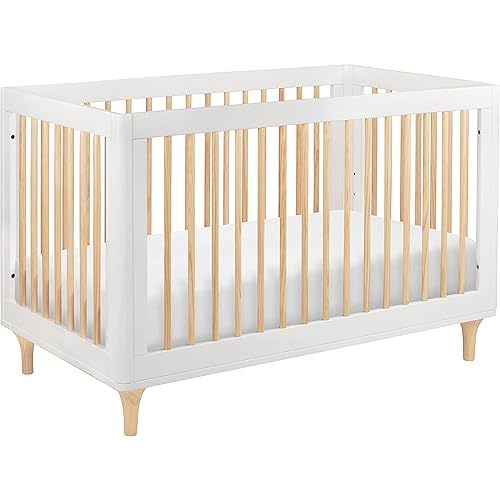 Babyletto Lolly 3-in-1 Convertible Crib with Toddler Bed Conversion Kit in White and Natural, Greenguard Gold Certified