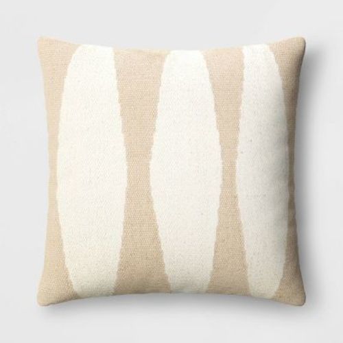 Cotton Woven Modern Square Throw Pillow Beige/ivory - Threshold™: Geometric Design, Indoor Decorative Cushion, Polyester Fill