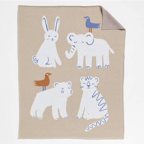 Heirloom Animal Printed Organic Cotton Baby Stroller Blanket