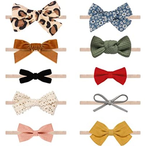 Baby Girl Headbands and Bows, Newborn Infant Toddler Nylon Elastics Hairbands Hair Accessories (Forest)