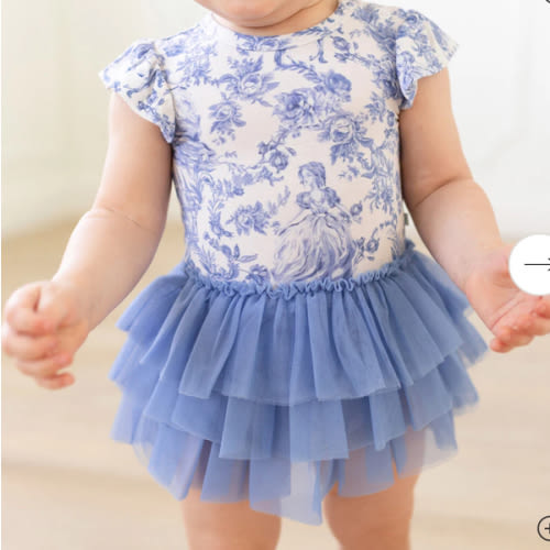 Princess Damask White Girl Tulle Onesie | Briar
