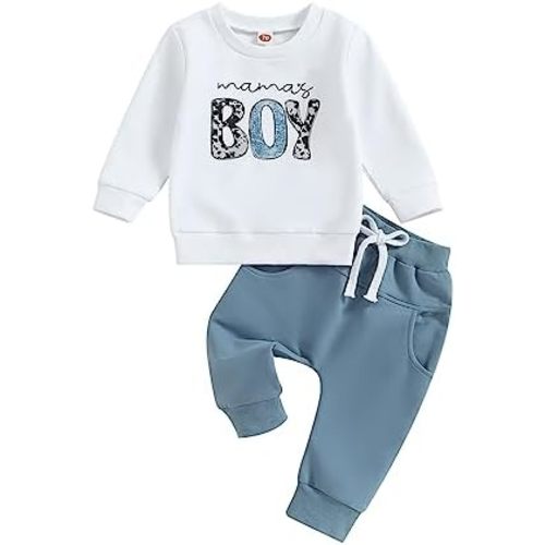 Toddler Baby Boy Outfits Newborn Infant Fall Winter Clothes Letters Sweatshirt Tops Elastic Waist Sweatpants Sets