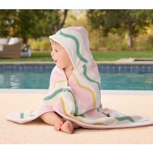 Wavy Stripe Baby Beach Hooded Towel UPF 50+