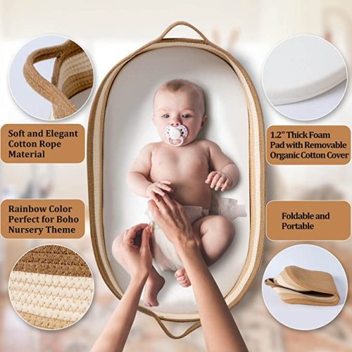 Moses Basket Changing Table Basket in Rainbow Color