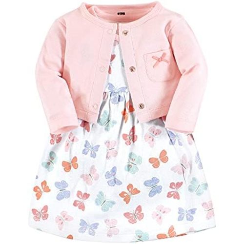 Hudson Baby Baby Girls' Cotton Dress and Cardigan Set