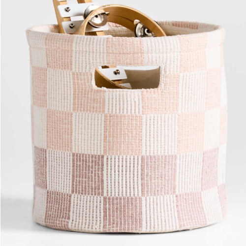 Hopscotch Elegant Pink and Classic Mauve Checkerboard Shelf Storage Bin