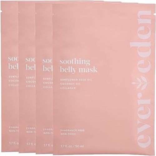 Evereden Soothing Belly Mask - 4 Belly Masks for Pregnant Women - One Size - Hydrating, Nourishing, & Soothing Pregnancy Skin Care Belly Masks - Clean & Vegan Pregnancy & Maternity Products
