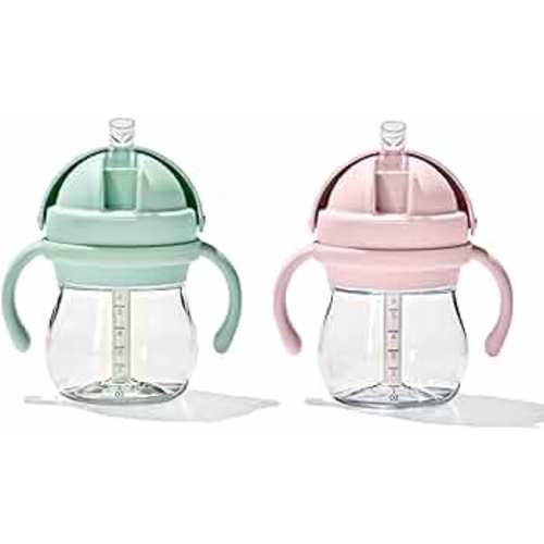 OXO Tot Transitions Straw Cup with Handles 6 oz. - Opal and Blossom - 2 Pack