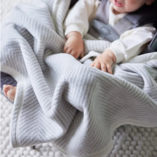 ChappyWrap - Harborview Herringbone Light Grey Blanket Mini