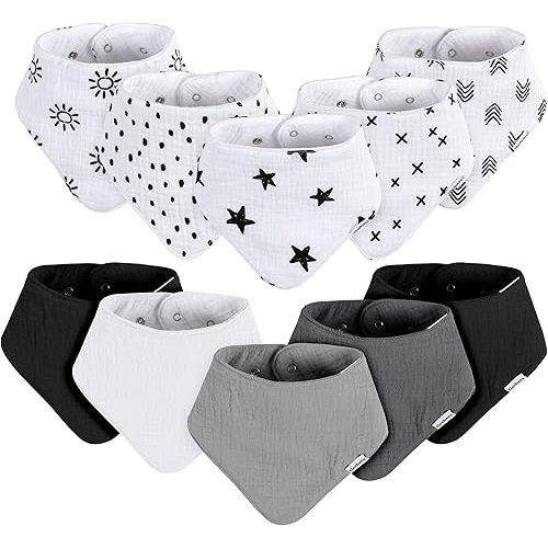 10 pack Muslin Baby Bandana Bibs