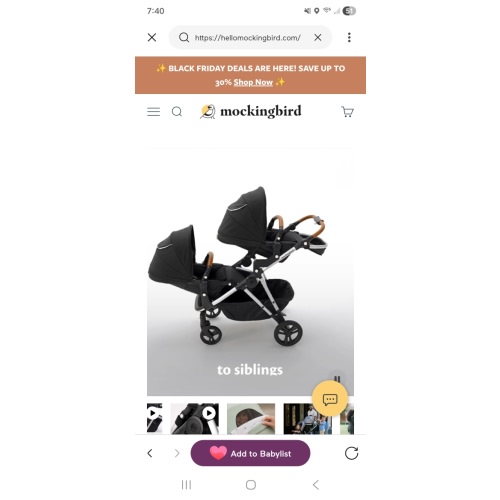 Mockingbird Single-to-Double Stroller 2.0
