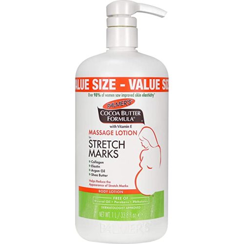 Palmer's Cocoa Butter Formula Massage Lotion For Stretch Marks, Pregnancy Skin Care, Belly Cream with Collagen, Elastin, Argan OIl and Shea Butter, 33.8 Ounces - 33.8 Fl Oz (Pack of 1)