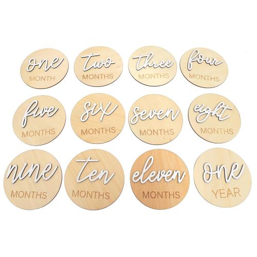Wooden Baby Monthly Milestone Markers - Engraved Baby Monthly Milestone Markers to Mark Baby's Growth, Newborn Birth Baby Shower, Boho Baby Photo Props, Monthly Milestone Photo Props.