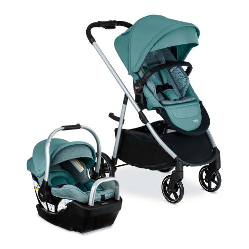 Britax Willow Grove SC Baby Travel System, Infant Car Seat and Stroller Combo with Base, Pindot Jade