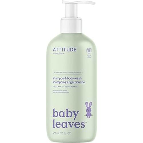 ATTITUDE Baby 2-in-1 Shampoo and Body Wash, 473 mL (Pack of 1) | EWG Verified, Dermatologically Tested | Vegan | Sweet Apple