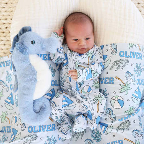 Tiny Tides Zipper Footie | Blue