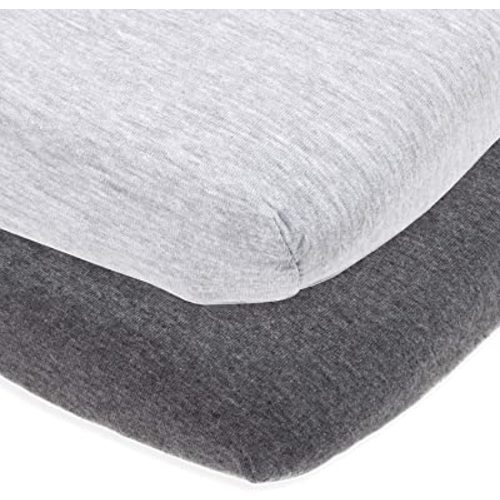 Fitted Pack and Play Sheets Compatible ith Graco Pack n Play and Other 27 x 39 Inch Playard Mattress Pad – Heather Grey – 2 Pack