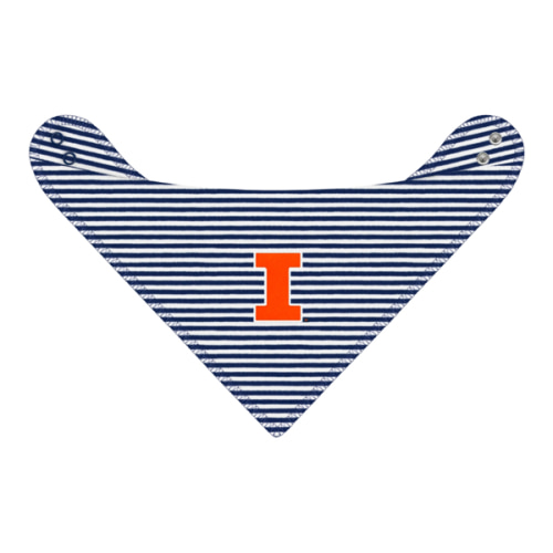 Illinois Fighting Illini Striped Bandana Bib | College Baby - Blue