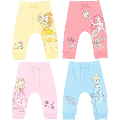 Disney Princess Cinderella Ariel Belle Aurora Baby Girls 4 Pack Pants 18 Months