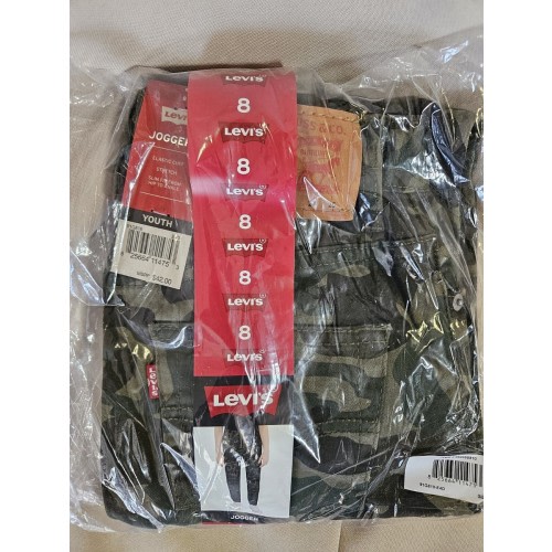Levis Youth 8 Boys Elastic Cuff Stretch Twill Jogger with Pockets Camo