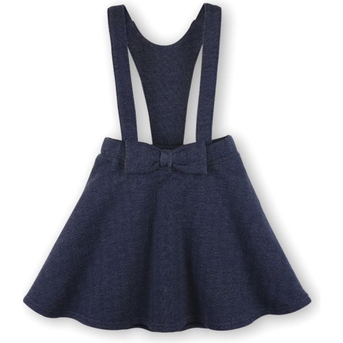 Baby Baby Girls' Fleece Bow Front Suspender Skirt, Infant, 12-18M, Navy Herringbone