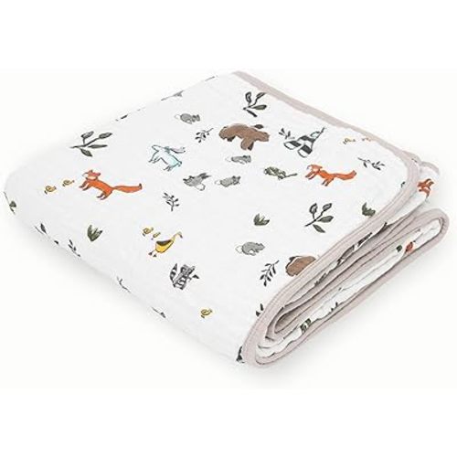 Little Unicorn Original Premium Cotton Quilt | Multi-Layered & Extra-Soft Muslin Fabric |for Babies & Toddlers (Forest Friends)