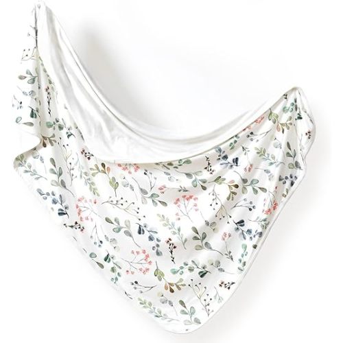 GRSSDER Baby Blankets Super Soft Jersey Knit Swaddle Blanket for Baby Girls and Boys, Double Layer Receiving Blankets 34 x 44 Inches Extra Large for Baby Show Gift, Watercolor Leaves