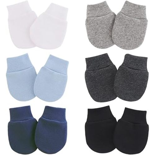 6 Pairs Cotton Newborn Baby Mittens Baby No Scratch Gloves Soft Infant Gloves Breathable Toddler Gloves Preemie Mittens for Girls Boys