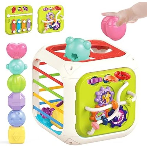 MINGKIDS Montessori Toys for 1 Year Old, 6 Pc Multi Sensory Shape, Toddler Developmental Learning Birthday Gifts, Baby Toys 12 Month