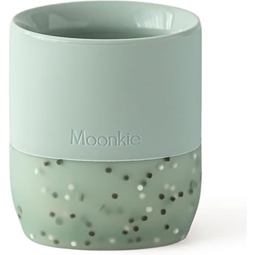 Moonkie Silicone Baby Cup 4 Months+ | Open Training Drinkware for Infants with Confetti Sprinkles | Baby-Led Weaning Essential | 2 oz (Mint, 1 Pack)