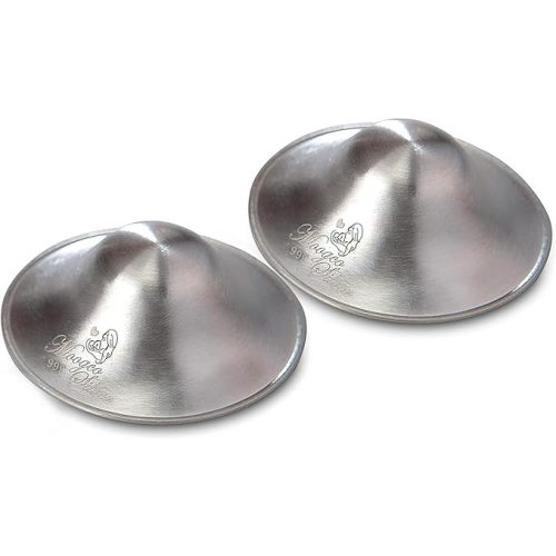 Moogco The Original Silver Nursing Cups - Nipple Shields for Nursing Newborn - Newborn Essentials Must Haves - Nipple Covers Breastfeeding - 999k Silver (999k Regular Size)